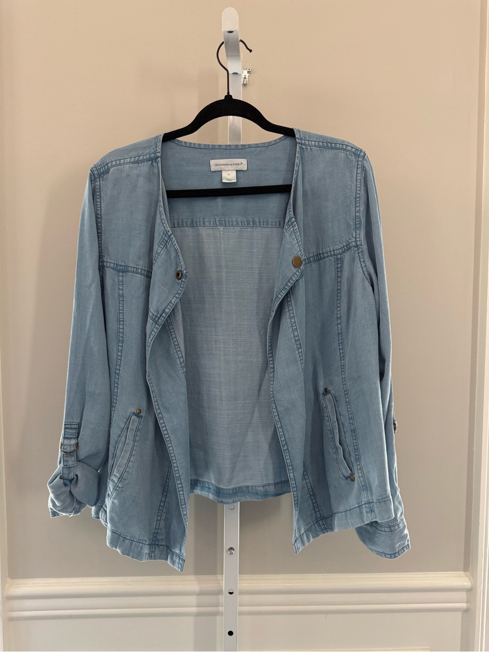 Christopher & Banks Light Blue Chambray Denim Jacket M Utility Casua